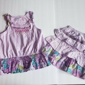 Naartjie size 4 Outfit top ruffle skirt purple boho